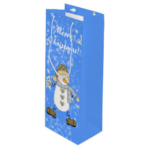 Snowman Personalised Christmas Wine Gift Bag