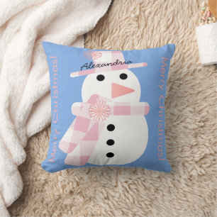 Snowman Personalised Merry Christmas Cushion