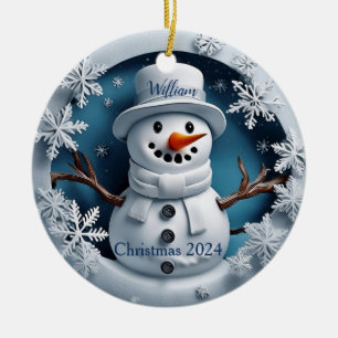 Snowman Personalized Christmas Ornament