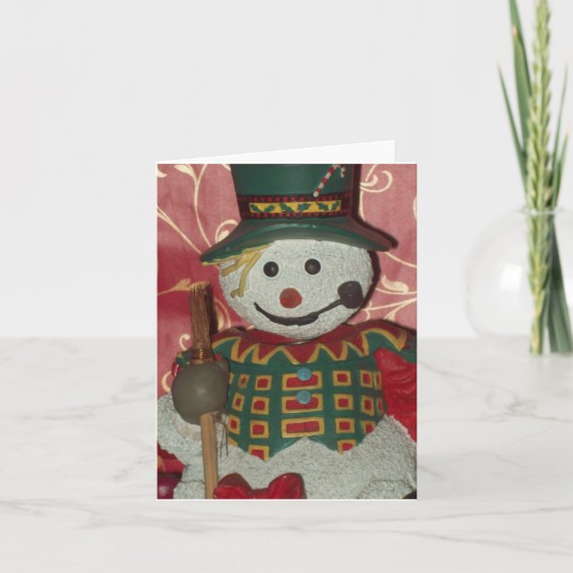 Snowman Photo Folded Note Card (Front)