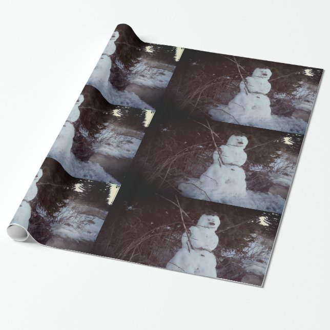 Snowman Photo  Glossy Wrapping Paper (Unrolled)