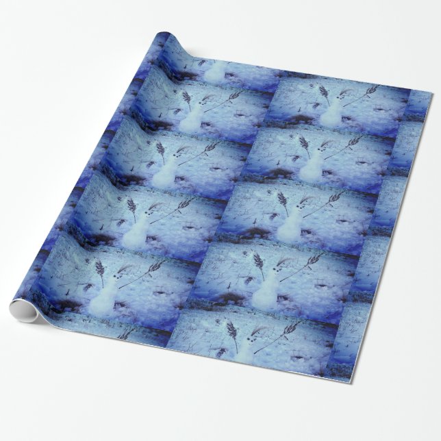 Snowman Photo  Glossy Wrapping Paper (Unrolled)