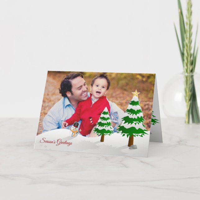 Snowman Photo Season's Greetings Card (Front)