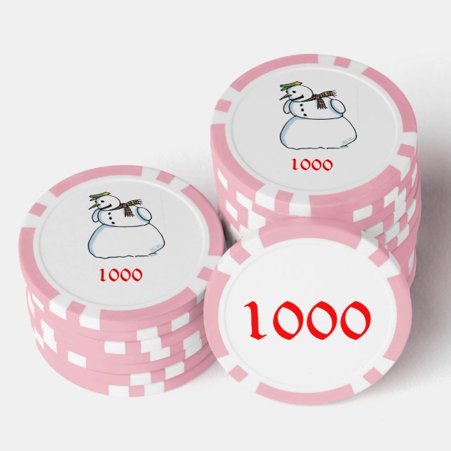Snowman pink 1000 striped poker chip (Stack)