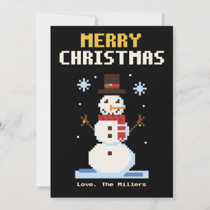 Snowman Pixel Art Christmas Card