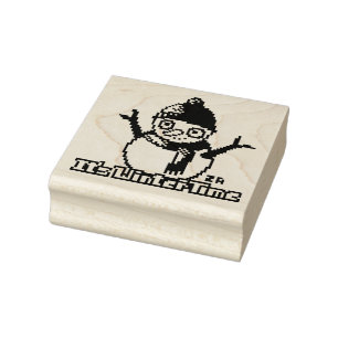 Snowman PixelArt Rubber Stamp
