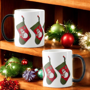 Snowman Plaid Scarf Hanging Christmas Stocking Magic Mug