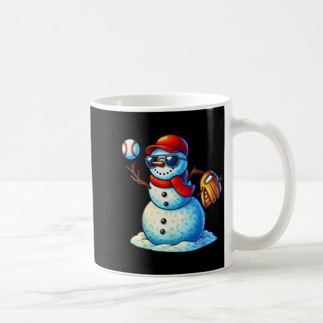 Snowman Playing Baseball As Tcher Boys Teens Chris Coffee Mug (Right)