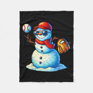 Snowman Playing Baseball As Tcher Boys Teens Chris Fleece Blanket