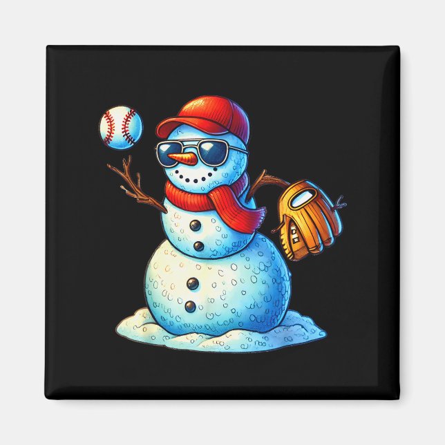 Snowman Playing Baseball As Tcher Boys Teens Chris Magnet (Front)