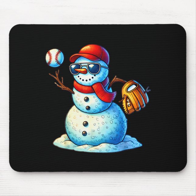 Snowman Playing Baseball As Tcher Boys Teens Chris Mouse Mat (Front)
