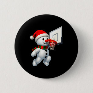 Snowman Playing Basketball Merry Christmas Pajamas 6 Cm Round Badge
