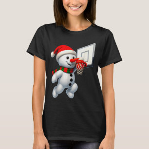 Snowman Playing Basketball Merry Christmas Pajamas T-Shirt