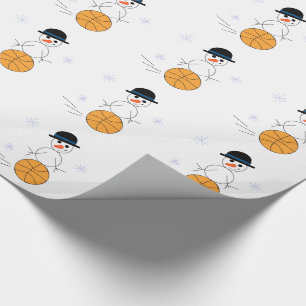 Snowman Playing Basketball Wrapping Paper