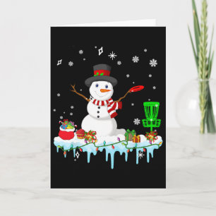 Snowman Playing Disc Golf Christmas Disc Golf Play Card