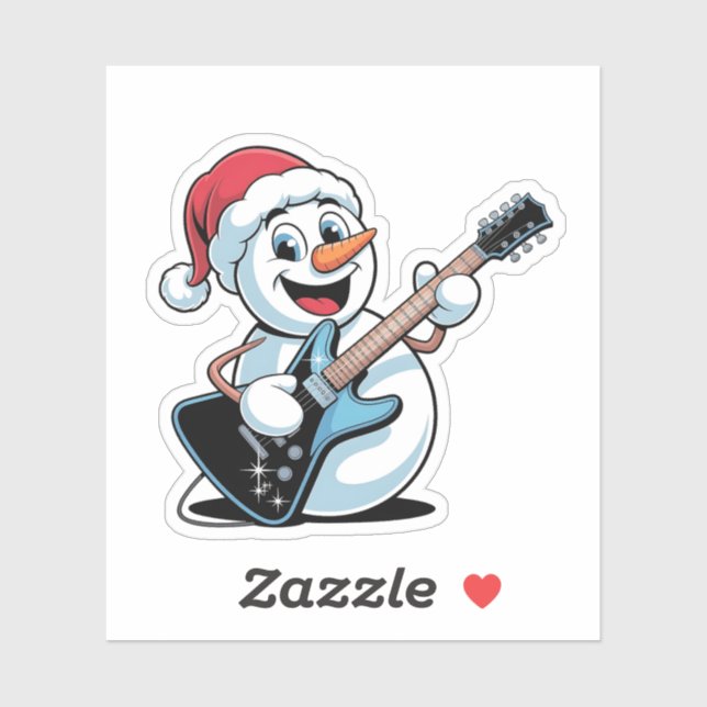 Snowman Playing Electric Guitar Santa Christmas (Sheet)
