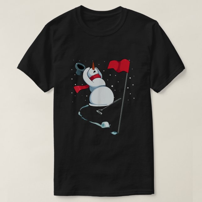 Snowman Playing Golf Christmas Pajama Sport XMas G T-Shirt (Design Front)