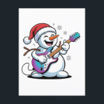Snowman Playing Guitar Electric Rock Christmas  Invitation Postcard<br><div class="desc">rock snowman,  electric guitar holiday,  festive musician,  santa hat snowman,  christmas rock music,  winter rock vibes,  snowman band,  holiday jam session,  music festival christmas,  christmas concert art</div>