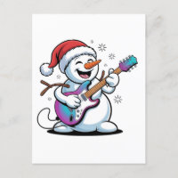Snowman Playing Guitar Electric Rock Christmas