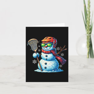 Snowman Playing Lacrosse Funny Lacrosse Player Chr Card