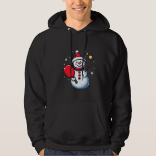 Snowman Playing Pickleball Sport Christmas Lover Hoodie