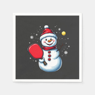 Snowman Playing Pickleball Sport Christmas Lover  Napkin