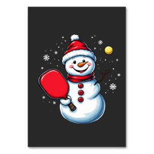 Snowman Playing Pickleball Sport Christmas Lover Table Number