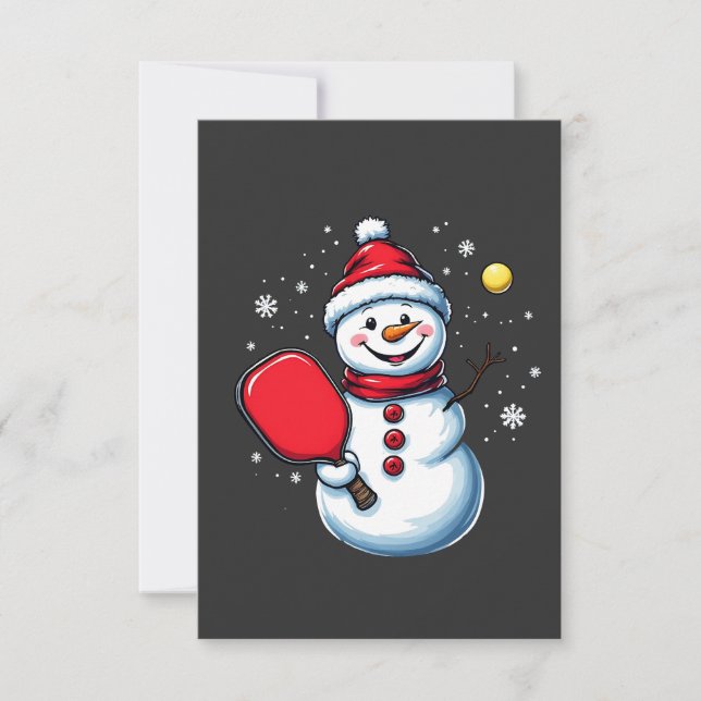 Snowman Playing Pickleball Sport Christmas Lover  Thank You Card (Front)