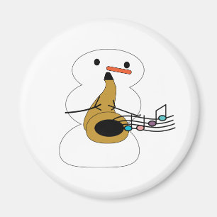Snowman Playing Saxophone Magnet