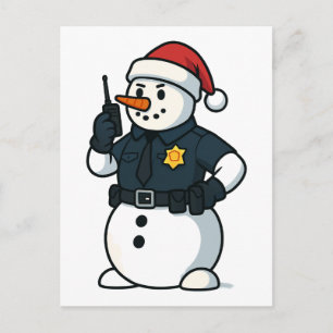 Snowman Police Officer Christmas 2026 Holiday Law Postcard