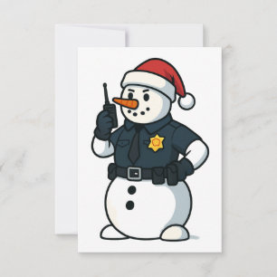 Snowman Police Officer Christmas 2026 Holiday Law Thank You Card