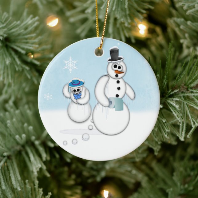 Snowman Poop Ceramic Tree Decoration (Tree)
