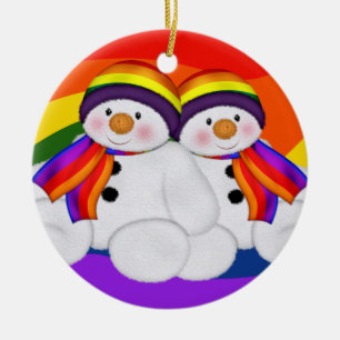 Snowman Pride (2 sided, add own text) Ceramic Tree Decoration