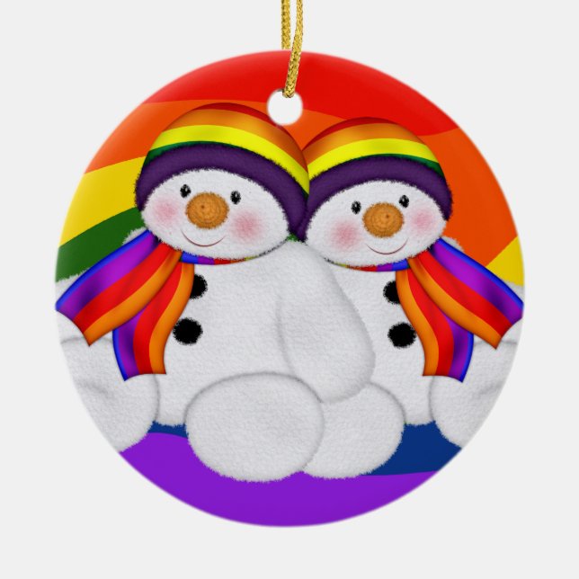 Snowman Pride Ceramic Tree Decoration (Front)