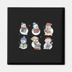 Snowman Reading Book Santa Christmas Bookish Teach Magnet
