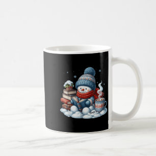 Snowman Reading Books Lovers Librarian Bookworm Ch Coffee Mug
