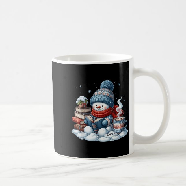 Snowman Reading Books Lovers Librarian Bookworm Ch Coffee Mug (Right)