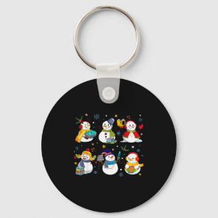 Snowman Reading Books Teacher Christmas Librarian Key Ring