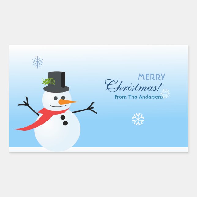 Snowman Rectangular Sticker (Front)