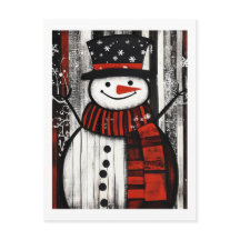 Snowman Red, Black & White Holiday Cheer