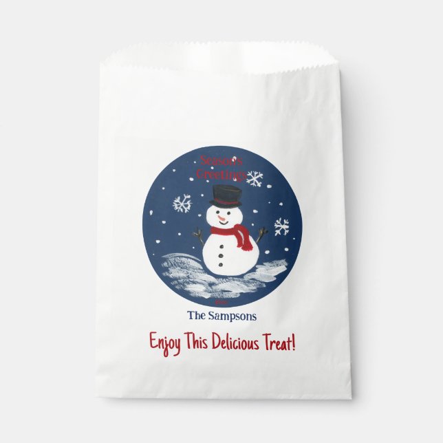 Snowman Red PERSONALIZE  Favour Bags (Front)