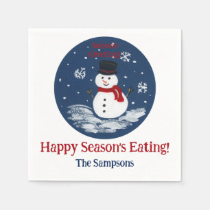 Snowman Red PERSONALIZE  Napkin