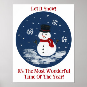 Snowman Red Wonderful Time Year PERSONALIZE Poster