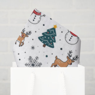 Snowman Reindeer Christmas Tree Pattern Tissue Paper