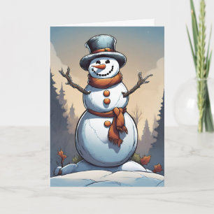 Snowman Retro Concept Art Folded Holiday Card