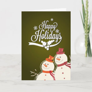 Snowman Retro Happy Holidays Greeting Card