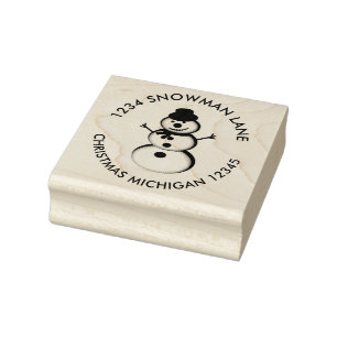 Snowman Return Address  Rubber Stamp