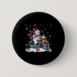 Snowman Riding Motorcycle Christmas Biker Funny Te 6 Cm Round Badge