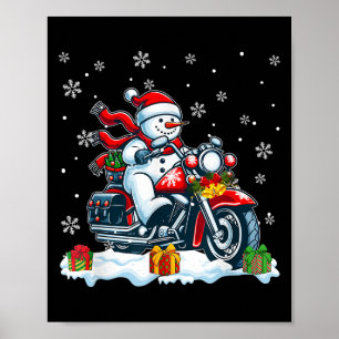 Snowman Riding Motorcycle Christmas Biker Funny Te Poster
