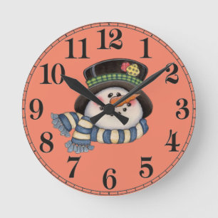 Snowman  round clock